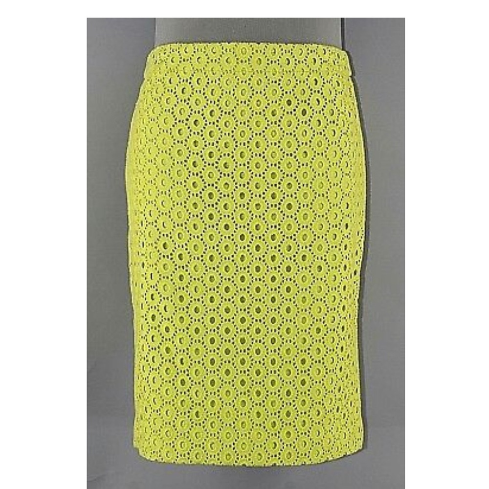 J. Crew number 2 pencil skirt in lime eyelet